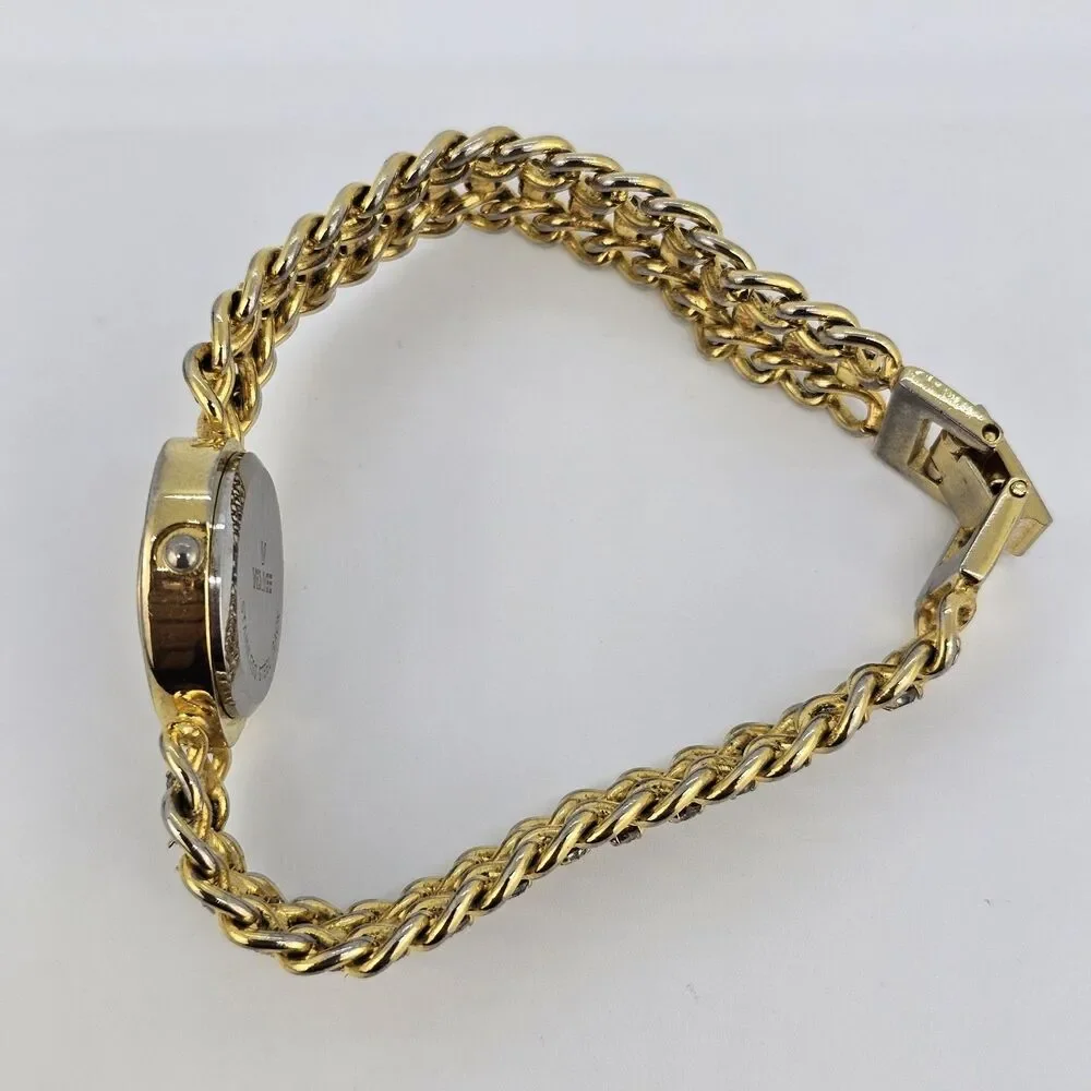 Visage Women's Watch Hearts 21MM White Dial Gold Bracelet Band 6.5